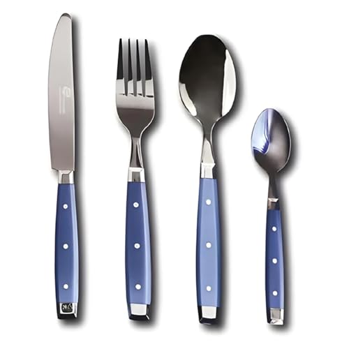 Pradel Excellence - Quito Besteckset, 24-teilig – 6 Tafelmesser + 6 Gabeln + 6 Esslöffel + 6 Kaffeelöffel – Klingen aus Edelstahl – Farbbox – Indigo Pradel Excellence - Quito Besteckset, 24-teilig – 6 Tafelmesser + 6 Gabeln + 6 Esslöffel + 6 Kaffeelöffel – Klingen aus Edelstahl – Farbbox – Indigo von Pradel Excellence
