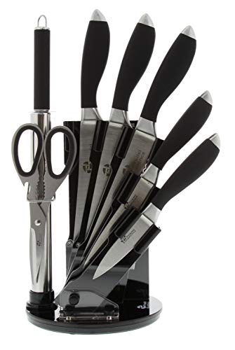 Pradel Exzellenz Messerblock, 4 Küchenmesser, Wetzstahl, Schere, Wiegemesser, Schwarz von Pradel Excellence
