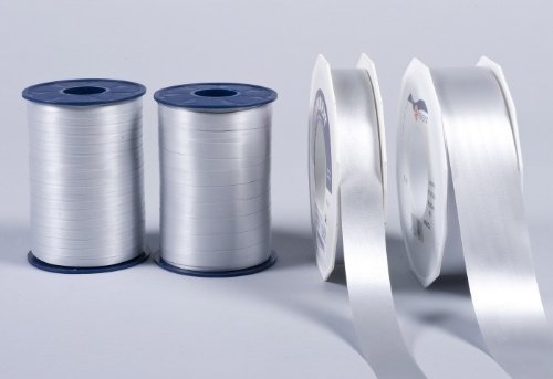 C.E. PATTBERG Geschenkband Silber, 91 Meter Ringelband 25 mm zum Basteln, Dekorieren & Verpacken von Geschenken zu jedem Anlass von Präsent