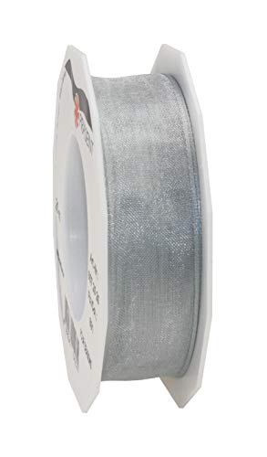 Präsent Four Seasons transparentes Band mit Drahtkante sterlingsilber, 25 m einfarbiges Stoffband, 25 mm Breite, leicht biegsames Schleifenband zum Dekorieren & Basteln, für besondere Anlässe Präsent Four Seasons transparentes Band mit Drahtkante sterlingsilber, 25 m einfarbiges Stoffband, 25 mm Breite, leicht biegsames Schleifenband zum Dekorieren & Basteln, für besondere Anlässe von PRÄSENT
