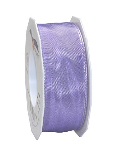 Präsent Lyon Band mit Drahtkante Flieder, 25 m Dekoband zum Verzieren & Basteln, 40 mm Breite, leicht biegsames Schleifenband, für Festliche Dekos zu besonderen Anlässen von PRÄSENT