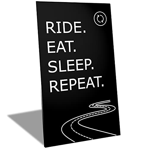 PräsenteEnte Witziges Geschenk für Männer | Designer Tafel mit Aufsteller| KFZ Mechaniker Handwerker Autoliebhaber Motorrad|Motiv Ride Eat von PräsenteEnte