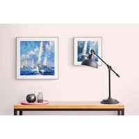 Segelboote Malerei Große Abstrakte Strukturierte Leinwand Kunst von PragArtStudio