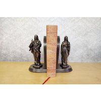 Heiligstes Herz & Unbeflecktes Buchstützen Religiöses Dekor in Bronze Heiligstes Herz & Unbeflecktes Buchstützen Religiöses Dekor in Bronze von PragueBridge