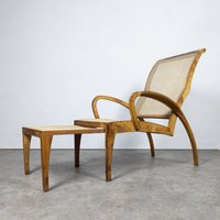 1940Er Jahre Holz Und Rattan Sonnenliege von PragueDesign