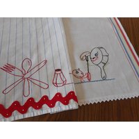 Vintage Handgemachte Küchenhandtücher Mit Stickerei, Nach Wahl. Wie Neu von PrairieArtsandCrafts