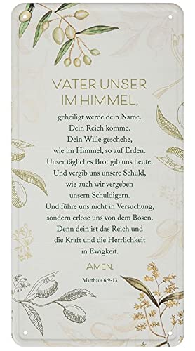 Praisent Blechschild Vater Unser | Metallschild Wandschild Türschild Gebet christliche Wanddekoration, Beige, 30 x 15 von Praisent