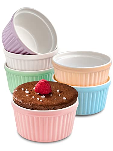 12 Souffle Förmchen aus Keramik - Backofenfest - 200 ml - 9 cm - Stapelbar - Mit Antihaftbeschichtung von Praknu