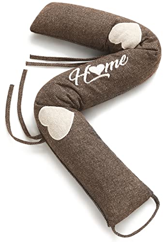 Praknu 2 Stück Zugluftstopper 90cm - Waschbarer Bezug - Energiesparend - Extra Schwer - Für Türen und Fenster - Braun von Praknu