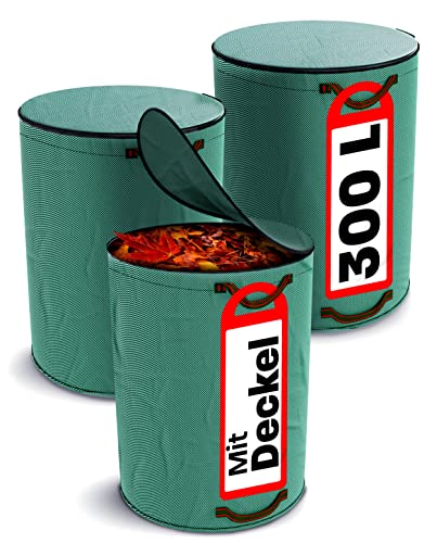 Praknu 3x Gartenabfallsack 300 Liter Mit Deckel - Laubsack Mit 4 Reißfesten Griffen - Stabil - Faltbar - Wiederverwendbar - Robustes Polypropylen Praknu 3x Gartenabfallsack 300 Liter Mit Deckel - Laubsack Mit 4 Reißfesten Griffen - Stabil - Faltbar - Wiederverwendbar - Robustes Polypropylen von Praknu