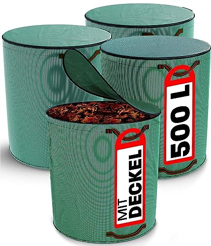 Praknu 4x Gartenabfallsack mit Deckel 500L - XXL Groß - Laubsack Mit 4 Reißfesten Griffen - Stabil - Faltbar - Robustes Polypropylen Praknu 4x Gartenabfallsack mit Deckel 500L - XXL Groß - Laubsack Mit 4 Reißfesten Griffen - Stabil - Faltbar - Robustes Polypropylen von Praknu