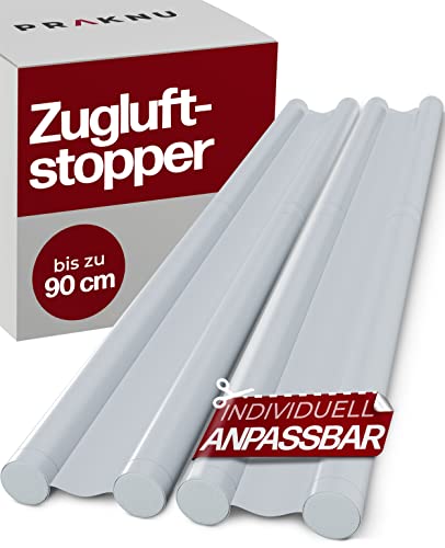 4 Zugluftstopper für Türen Weiß Set - Zuschneidbar - Doppelseitige Schutz - Energiesparen von Praknu