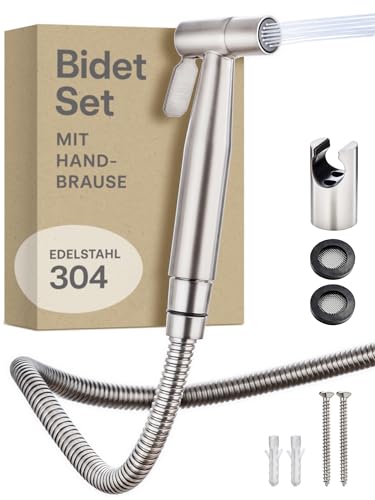 Praknu Bidet Set mit Handbrause, Schlauch & Halter Edelstahl Rostfrei - Inkl. 2 Dichtungen - 𝗘𝗶𝗻𝗳𝗮𝗰𝗵𝗲 𝗠𝗼𝗻𝘁𝗮𝗴𝗲 - WC Handbrause - Bidet Dusche für Standard G1/2 Anschluss Praknu Bidet Set mit Handbrause, Schlauch & Halter Edelstahl Rostfrei - Inkl. 2 Dichtungen - 𝗘𝗶𝗻𝗳𝗮𝗰𝗵𝗲 𝗠𝗼𝗻𝘁𝗮𝗴𝗲 - WC Handbrause - Bidet Dusche für Standard G1/2 Anschluss von Praknu