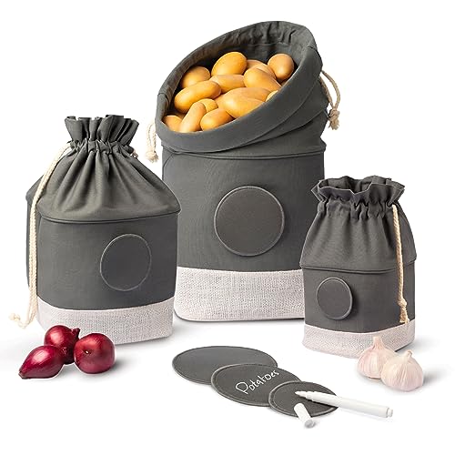 Praknu Kartoffel Aufbewahrungsbox 3er-Set - Nachhaltige Jute-Aufbewahrungsbeutel - Luftdurchlässig & Langlebig - Geräumige Lagerung - Inkl. Etiketten & Stift Praknu Kartoffel Aufbewahrungsbox 3er-Set - Nachhaltige Jute-Aufbewahrungsbeutel - Luftdurchlässig & Langlebig - Geräumige Lagerung - Inkl. Etiketten & Stift von Praknu