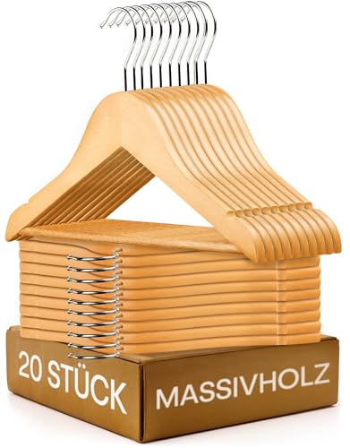 Praknu Kinderkleiderbügel FSC® Holz 20er Set - Robustes Natur Buchenholz - Perfekte Ordnung für Kinderkleidung von Praknu