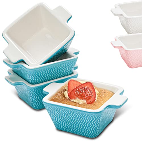Mini Auflaufform Keramik 4er Set - Stapelbar - Kratz und Schnittfest - Für Ofen & Airfryer geeignet - Spülmaschinenfest - Blau von Praknu