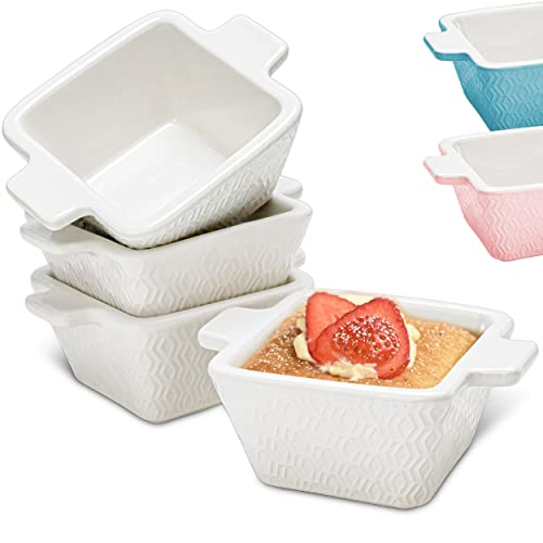 Mini Auflaufform Keramik 4er Set - Stapelbar - Kratz und Schnittfest - Für Ofen & Airfryer geeignet - Spülmaschinenfest - Weiß von Praknu