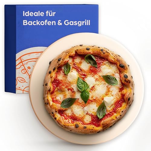 Pizzastein für Backofen & Gasgrill - Für Knusprigen Boden - Pizzastein Rund 30 cm aus Cordierit bis 900 °C - Wärme Speichernd von Praknu