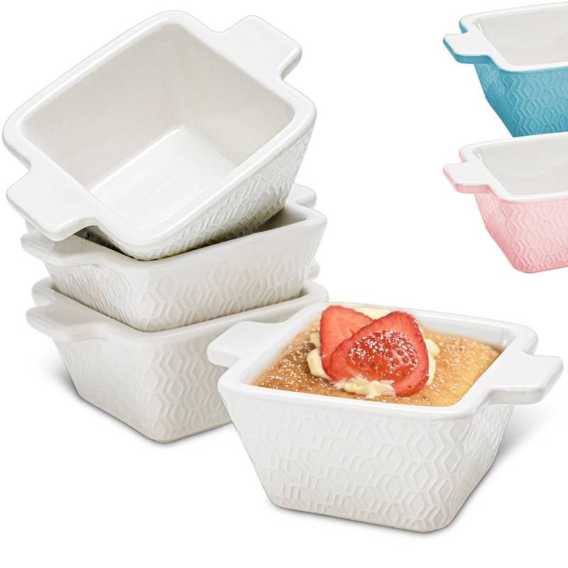 Praknu Auflaufform Mini Auflaufform 4er Set Weiß, Keramik, (4-St), Für Ofen & Airfryer geeignet - Backofenfest - Spülmaschinengeeignet von Praknu