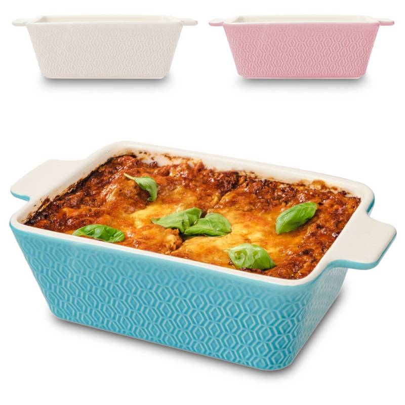 Praknu Auflaufform Klein Ofenfest Ofenform 28 cm 1,4 L - Hoher Rand Mit Antihaftbeschicht, Porzellan - Keramik, (1-St), Für 2 Personen Lasagne, Tiramisu & Auflauf - Hoher Rand - Eckig von Praknu