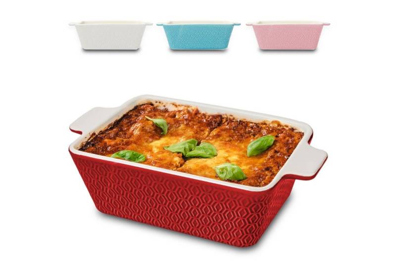 Praknu Auflaufform Klein Ofenfest Ofenform 28 cm 1,4 L - Hoher Rand Mit Antihaftbeschicht, Porzellan - Keramik, (1-St), Für 2 Personen Lasagne, Tiramisu & Auflauf - Hoher Rand - Eckig von Praknu