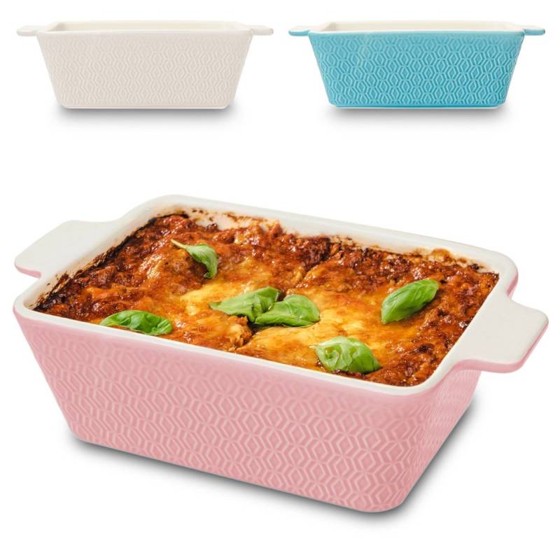 Praknu Auflaufform Klein Ofenfest Ofenform 28 cm 1,4 L - Hoher Rand Mit Antihaftbeschicht, Porzellan - Keramik, (1-St), Für 2 Personen Lasagne, Tiramisu & Auflauf - Hoher Rand - Eckig von Praknu