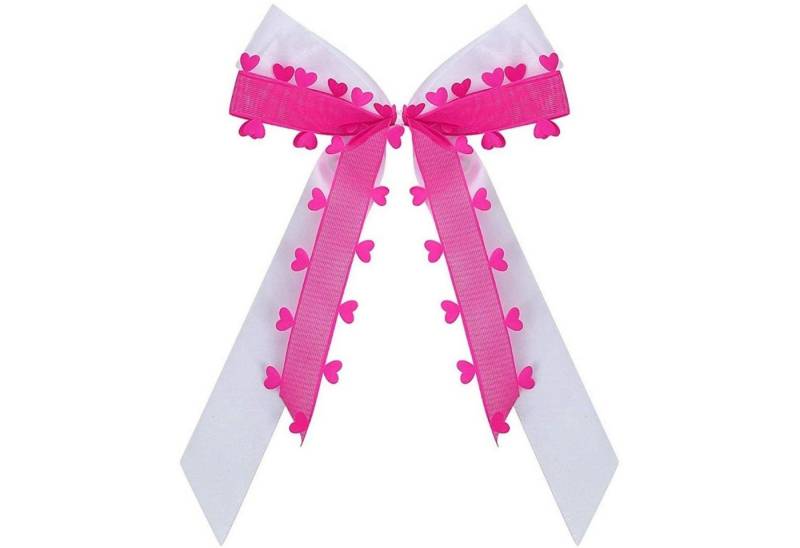 Praknu Dekoobjekt 25 Antennenschleifen Pink mit Herzen N25 (Set, 25 St), Handgemacht mit Satin Band I Hochzeit Schleifen von Praknu