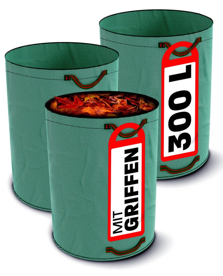 Praknu Gartenbox 3x Gartensack ohne Deckel 300 L (3 St), 300L - 4 Reißfeste Griffe - Robustes Polypropylen von Praknu