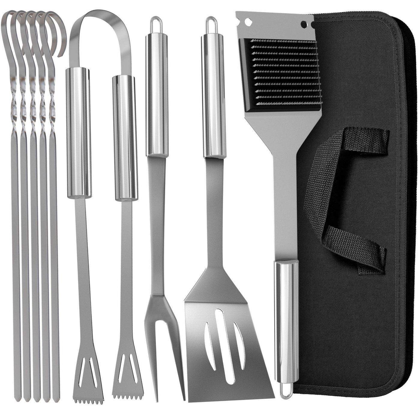 Praknu Grillbesteck-Set Grillbesteck Set aus Edelstahl Vatertag - Mit Tragetasche - Robust, (Set, 1 tlg), Mit Tragetasche - Robust und Hitzebeständig von Praknu