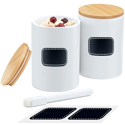 Praknu Keramikdosen mit Deckel Luftdicht Weiß - Vorratsdose 2er Set - inkl. Etikett & Stift zum Beschriften - 600 ml - Spülmaschinenfest Praknu Keramikdosen mit Deckel Luftdicht Weiß - Vorratsdose 2er Set - inkl. Etikett & Stift zum Beschriften - 600 ml - Spülmaschinenfest von Praknu