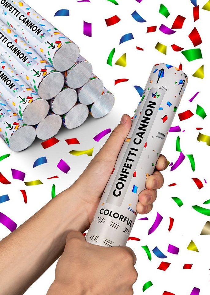 Praknu Konfetti 10 Konfettikanonen Bunt 30cm, Großes Konfetti - Explosionsbox Kanone - Einfach & Sicher Zu Bedienen von Praknu