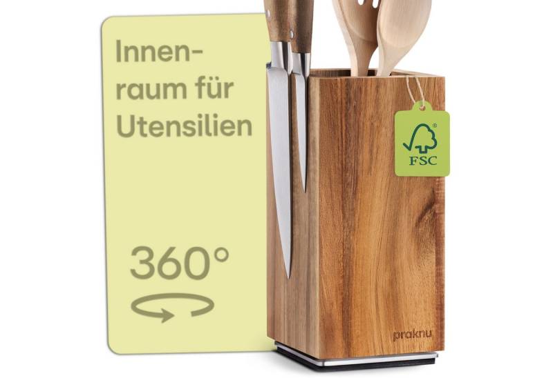 Praknu Magnet-Messerblock Messerblock Magnetisch 360° drehbar ohne Messer (1tlg), Rutschfest von Praknu