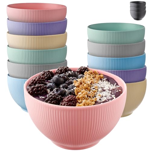 Praknu Müslischalen 12er Set - Schale Keramik - Große Müsli Schüssel - Mikrowellen- & Spülmaschinenfest - 700 ml Bowl - Suppenschüssel Groß von Praknu