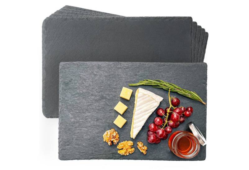Praknu Servierplatte Schieferplatten 6er Set Schwarz, Schiefer, (Set, 6-tlg), Platzset von Praknu