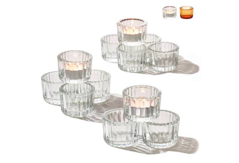 Praknu Teelichthalter 12 Teelichthalter klar (12 St), Stabile Kerzenhalter mit Stil für Heimdekoration & Hochzeit von Praknu