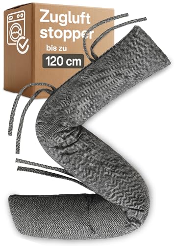 Praknu Zugluftstopper für Fenster bis 120cm - Waschbar - Energiesparend - Extra Lang & Schwer - Auch für breite Türen - Grau Praknu Zugluftstopper für Fenster bis 120cm - Waschbar - Energiesparend - Extra Lang & Schwer - Auch für breite Türen - Grau von Praknu