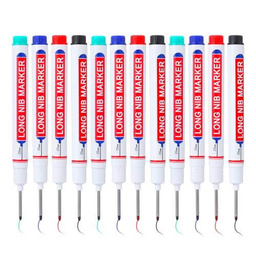 Prasacco 12 Stück Tieflochmarker, 4 Farbiger Bohrlochmarker 20 mm Langer Spitze Tiefenlochmarker Permanenter Lochmarkierer für Fliesen, Metall, Holz, Kunststoff, Pappe, Stein (Schwarz/Blau/Grün/Rot) Prasacco 12 Stück Tieflochmarker, 4 Farbiger Bohrlochmarker 20 mm Langer Spitze Tiefenlochmarker Permanenter Lochmarkierer für Fliesen, Metall, Holz, Kunststoff, Pappe, Stein (Schwarz/Blau/Grün/Rot) von Prasacco