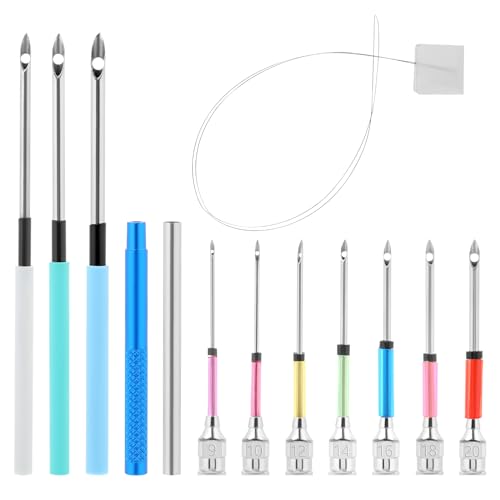 Prasacco 13 Stück Punch Needle Set, Stanznadel-Set 10 Größen Stanznadeln mit Griffen Stickerei Punch Needle Stanznadel für Erwachsene Stanznadel-Einfädler Stanznadel Bastelarbeiten für DIY Kreuzstich von Prasacco