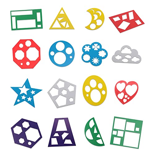 Prasacco 16 Stück Geometrische Formen Schablonen, Bunte Schablonen Set Wiederzuverwendend Kinder Zeichnung Schablone für DIY Handwerk Kleinkinder Vorschüler Lernwerkzeug von Prasacco