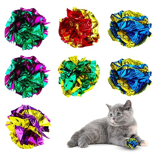 Prasacco 20 Stück Knisterball für Katzen, Bunte Katze Spielzeug Bälle 5 Farben Cat Crinkle Ball mit Geräusch Kätzchen Interaktives Ballspielzeug (5,5 cm) von Prasacco