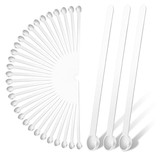 Prasacco 32 Stück Teelöffel, Mini Plastiklöffel Messlöffel 150mg Mikro Dosierlöffel Mikroschaufel für Labor Gläser Kosmetik Gewürze Pulver (Weiß) von Prasacco