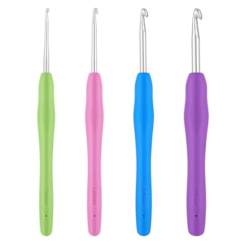 Prasacco 4 Stück Häkelnadel Set, 4 Größen Ergonomische Häkelnadel Metall Häkelnadel mit Bunte Silikongriff 14 cm Extra Lange Häkelnadel Stricknadel für Anfänger und Häkelliebhaber (2/3/4/5 mm) Prasacco 4 Stück Häkelnadel Set, 4 Größen Ergonomische Häkelnadel Metall Häkelnadel mit Bunte Silikongriff 14 cm Extra Lange Häkelnadel Stricknadel für Anfänger und Häkelliebhaber (2/3/4/5 mm) von Prasacco