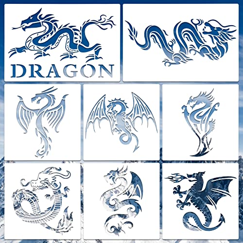 Prasacco 8 Stück Drachen Schablonen, Kunststoff Fliegender Drachen Zeichnen Malschablonen Wiederverwendbare Kunststoff Drachen Schablone Set zum Malen auf Holz Möbel Wand DIY Handwerk Zeichnen Deko Prasacco 8 Stück Drachen Schablonen, Kunststoff Fliegender Drachen Zeichnen Malschablonen Wiederverwendbare Kunststoff Drachen Schablone Set zum Malen auf Holz Möbel Wand DIY Handwerk Zeichnen Deko von Prasacco
