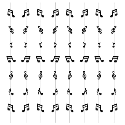 Prasacco 8 Stück Musiknoten Ornamente, Musiknoten Hängende Deko aus Papier 115 cm Langer Decke Notenornamente für Musik-Mottopartys, Musikfestivals, Geburtstagsfeiern, Feiern, Hochzeiten (Schwarz) von Prasacco