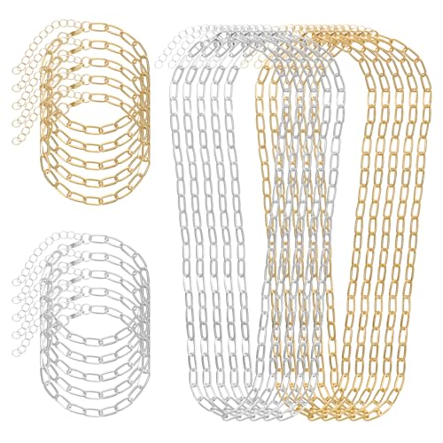 Prasacco Büroklammer-Ketten, Halsketten, Armbänder, 20 Charm-Halsketten, 20 Charm-Armbänder, Legierung, Büroklammer-Gliederketten mit Karabinerverschlüssen für DIY-Schmuckherstellung (Gold, Silber) Prasacco Büroklammer-Ketten, Halsketten, Armbänder, 20 Charm-Halsketten, 20 Charm-Armbänder, Legierung, Büroklammer-Gliederketten mit Karabinerverschlüssen für DIY-Schmuckherstellung (Gold, Silber) von Prasacco