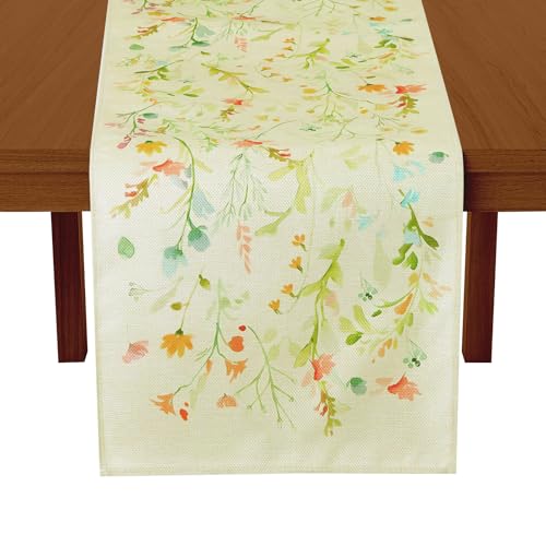 Prasacco Mode Blumen Frühling Tischläufer, 183cmx33cm Saisonale Sommerblumen Table Runner Hochwertiges Druck Motiv mit Blumen Frühling Modern Küche Tisch Dekoration Urlaub Party Dekor von Prasacco