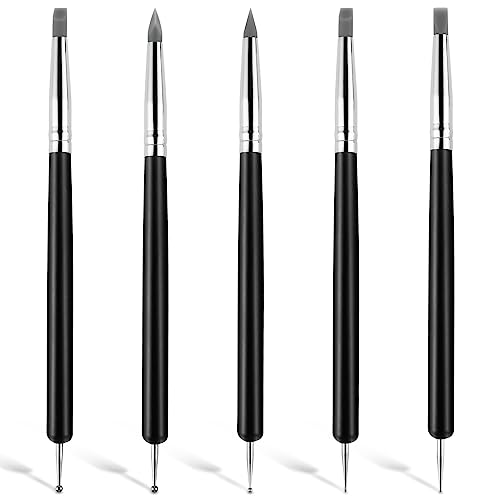 Prasacco 5 Stück Modellierwerkzeug, Modellierung Töpferwerkzeug Polymer Ton Werkzeug Weiche Gummispitze Modellierstift Ton Schnitzwerkzeug Set Clay Shaper Modellier für Keramik Skulptur Malerei von Prasacco
