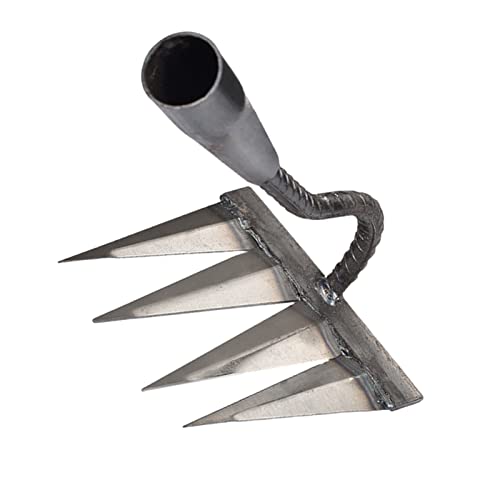Garten, Hohlkammer aus gehärtetem Stahl, Garten-Handrechen aus Kohlenstoffstahl, Garten aus robustem Metall, Unkrautjäten für 4 Teeth zum Jäten, Jäten, Anbau von Pratvider