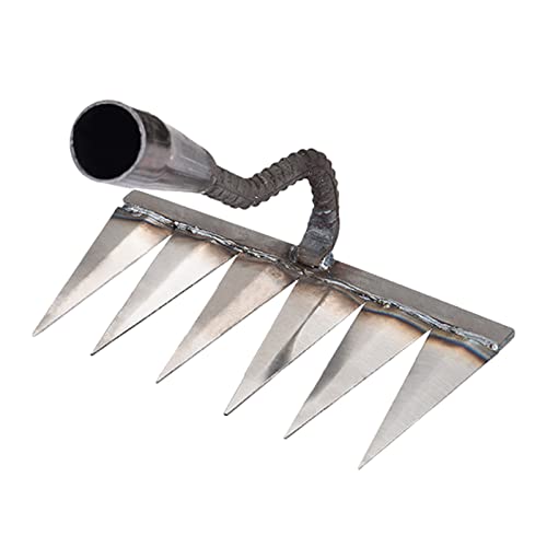 Garten, Hohlkammer aus gehärtetem Stahl, Garten-Handrechen aus Kohlenstoffstahl, Garten aus robustem Metall, Unkrautjäten für 6 Teeth zum Jäten, Jäten, Anbau von Pratvider