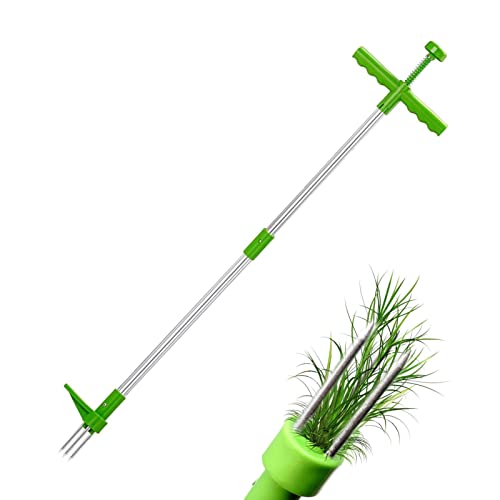 Pratvider Unkrautentferner - Stand-Up-Zieher für Unkraut,Verstellbares Hand-Unkrautjätgerät für den Garten, Step-and-Twist-Handjätgerät mit langem Griff für Garten, Rasen, Löwenzahn von Pratvider
